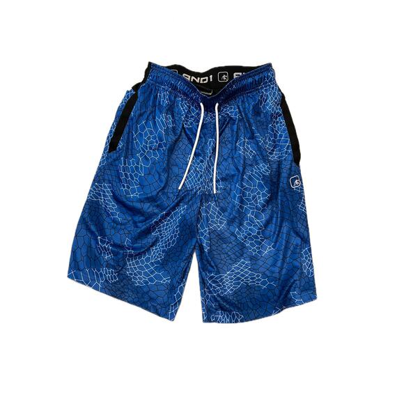 AND1 Blue Black Basketball Shorts Mens S - Picture 1 of 4